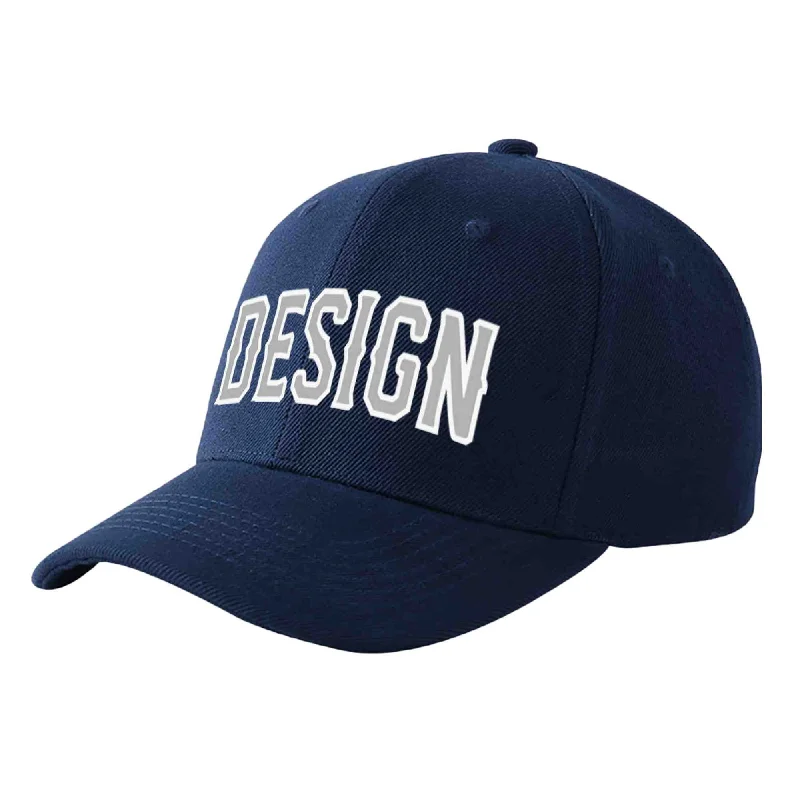 Collaborative baseball cap designsCustom Navy Gray-White Curved Eaves Sport Design Baseball Cap