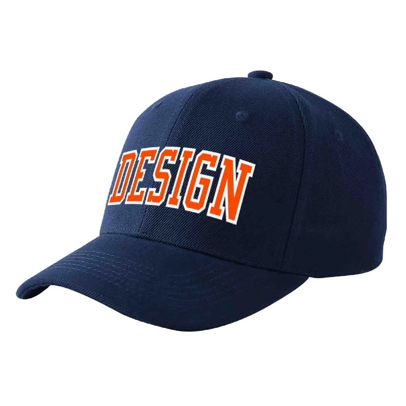 Baseball caps for different occasionsCustom Navy Orange-White Curved Eaves Sport Design Baseball Cap