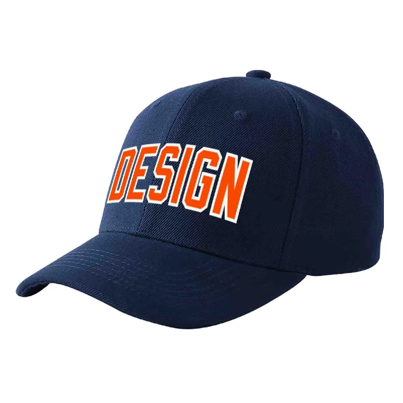 Baseball caps for teenagersCustom Navy Orange-White Curved Eaves Sport Design Baseball Cap