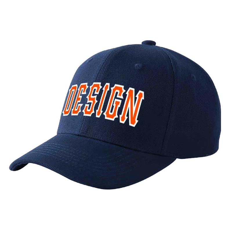 How to style a baseball cap with outfitsCustom Navy Orange-White Curved Eaves Sport Design Baseball Cap