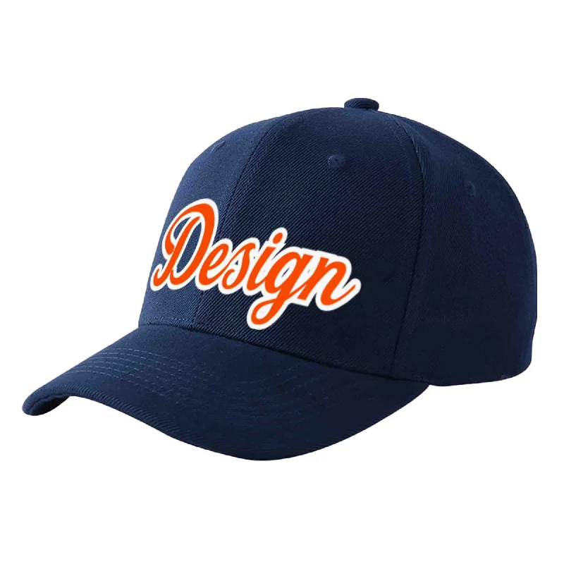 Baseball caps for rainy weatherCustom Navy Orange-White Curved Eaves Sport Design Baseball Cap