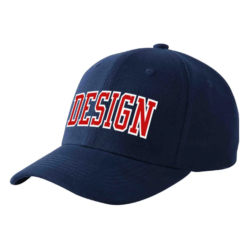 Best materials for baseball capsCustom Navy Red-White Curved Eaves Sport Design Baseball Cap