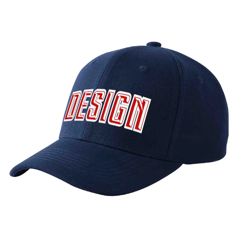 Baseball caps for specific teamsCustom Navy Red-White Curved Eaves Sport Design Baseball Cap