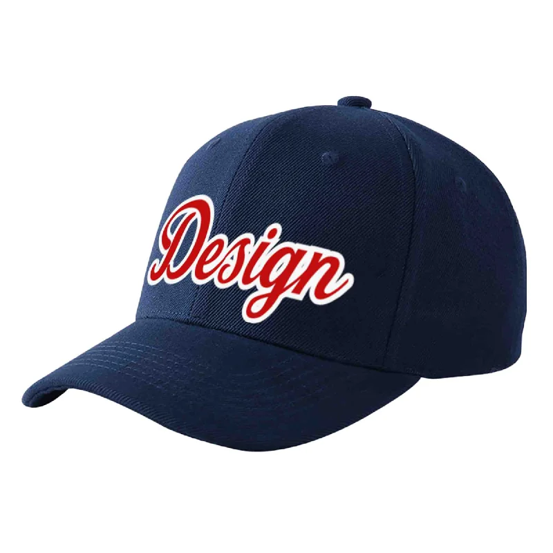 Baseball caps for outdoor activitiesCustom Navy Red-White Curved Eaves Sport Design Baseball Cap