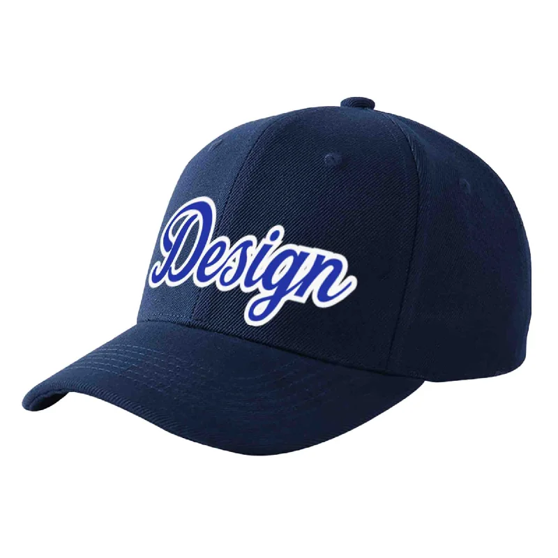 Baseball caps for adultsCustom Navy Royal-White Curved Eaves Sport Design Baseball Cap