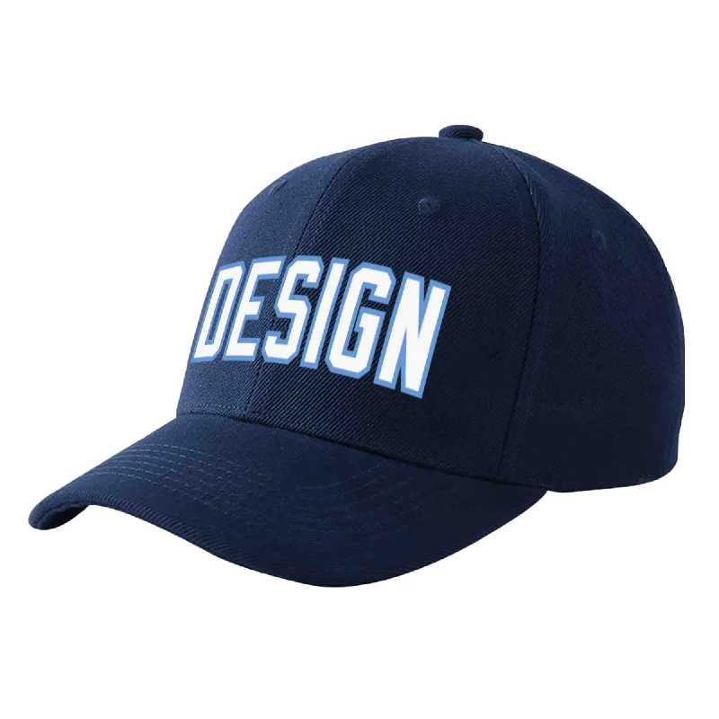 Baseball caps for winterCustom Navy White-Light Blue Curved Eaves Sport Design Baseball Cap