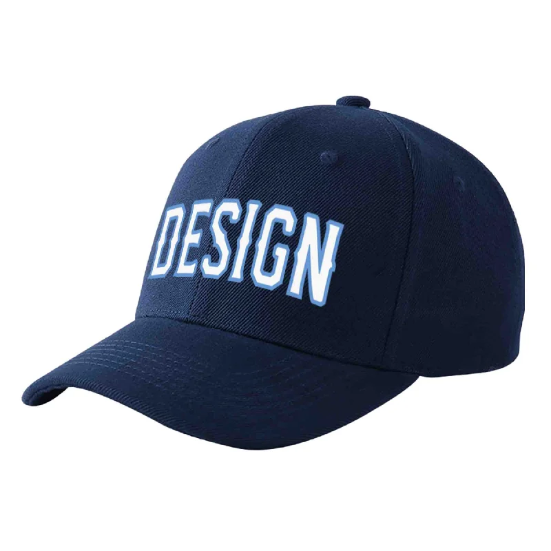 Limited edition baseball capsCustom Navy White-Light Blue Curved Eaves Sport Design Baseball Cap