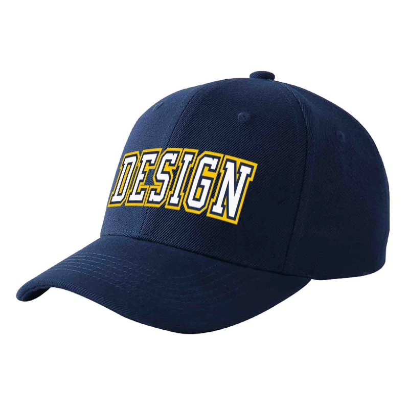 Baseball caps for different head shapesCustom Navy White-Navy Curved Eaves Sport Design Baseball Cap