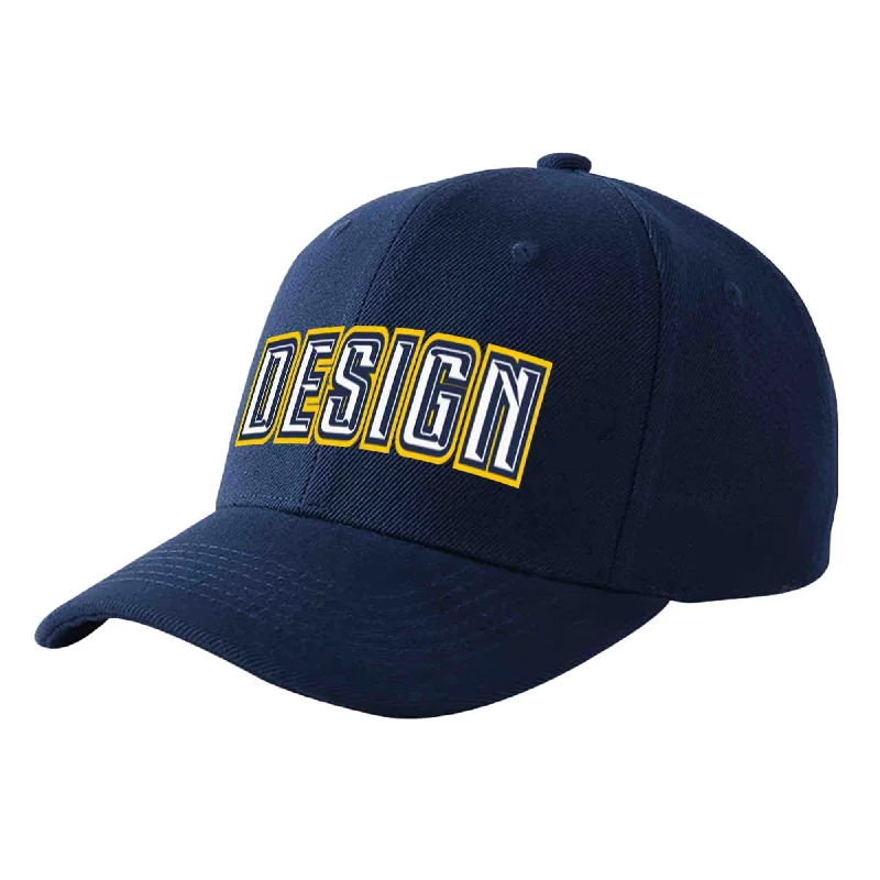 Newest baseball cap releasesCustom Navy White-Navy Curved Eaves Sport Design Baseball Cap