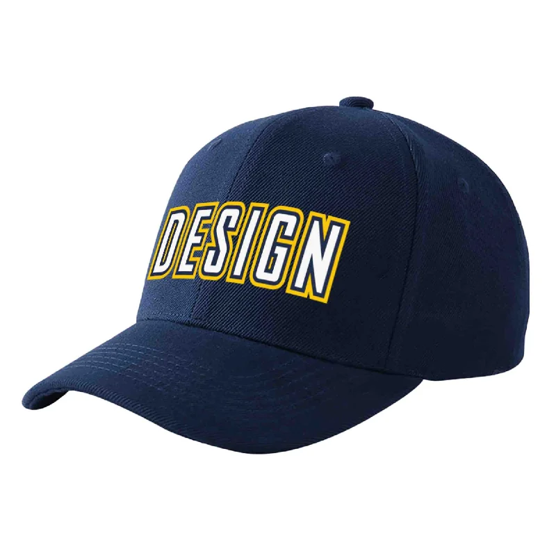 Baseball caps for womenCustom Navy White-Navy Curved Eaves Sport Design Baseball Cap