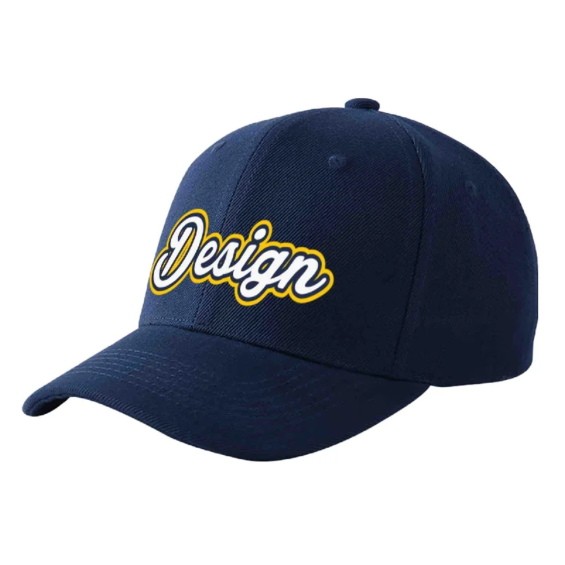 Baseball caps for different gendersCustom Navy White-Navy Curved Eaves Sport Design Baseball Cap