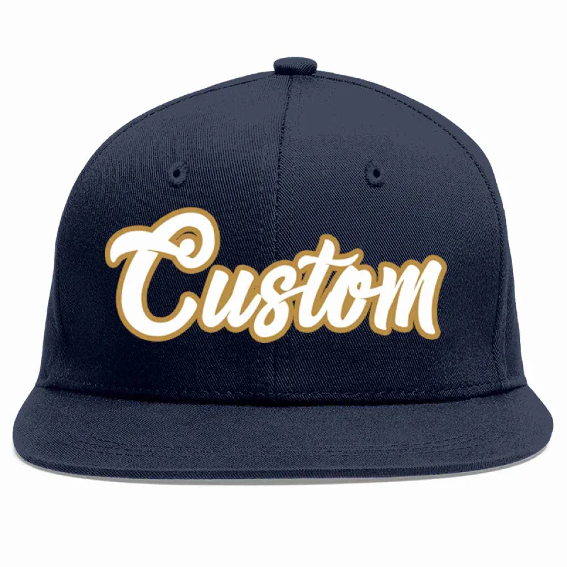 Baseball caps for different occasionsCustom Navy White-Old Gold Casual Sport Baseball Cap