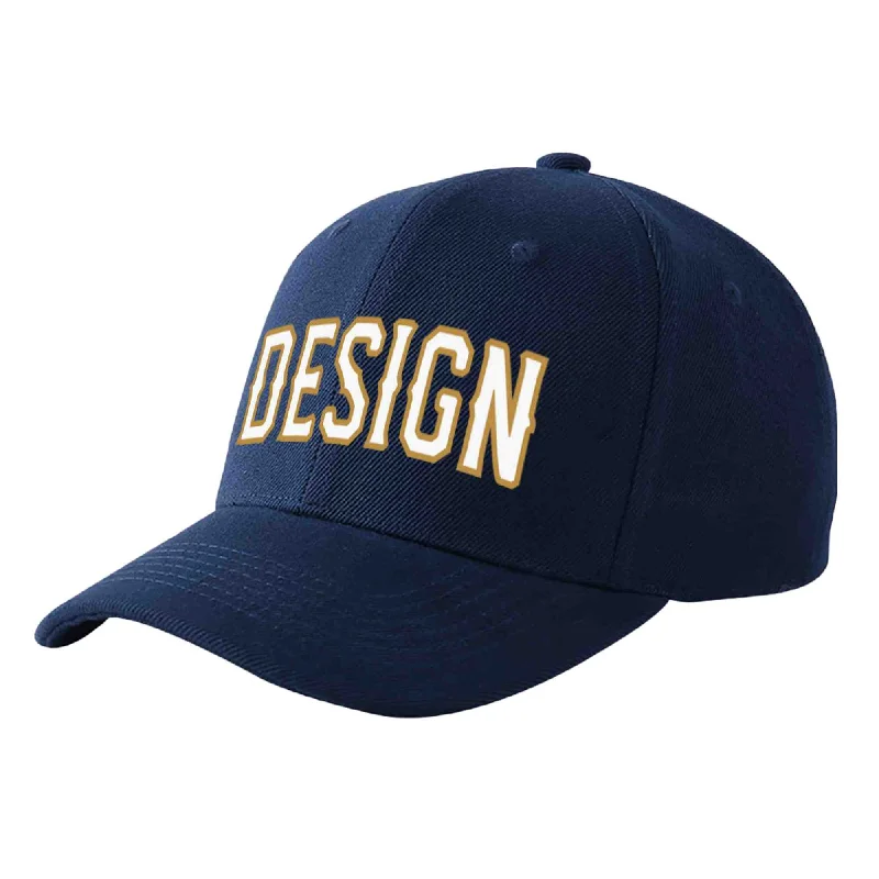 Baseball cap maintenance toolsCustom Navy White-Old Gold Curved Eaves Sport Design Baseball Cap