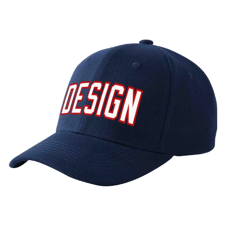 Baseball caps for casual wearCustom Navy White-Red Curved Eaves Sport Design Baseball Cap