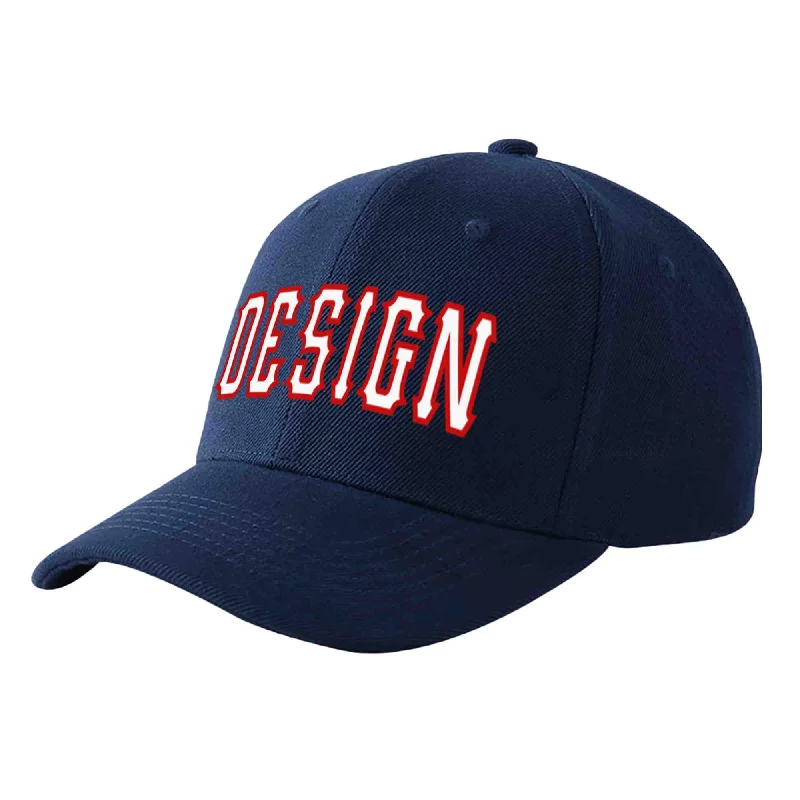 Baseball caps for rainy weatherCustom Navy White-Red Curved Eaves Sport Design Baseball Cap