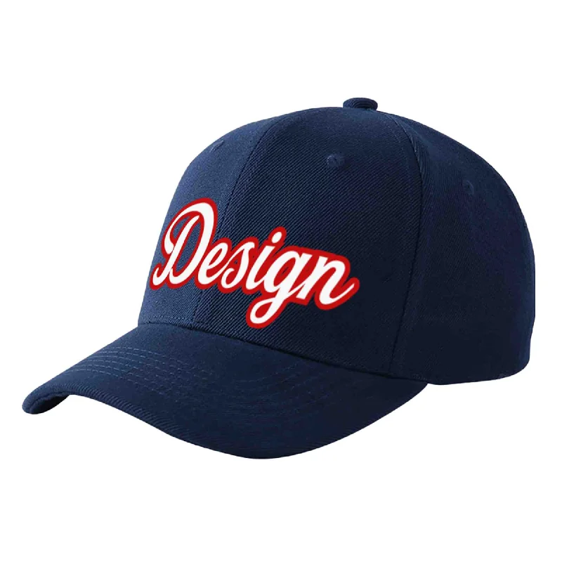 Baseball caps for teenagersCustom Navy White-Red Curved Eaves Sport Design Baseball Cap