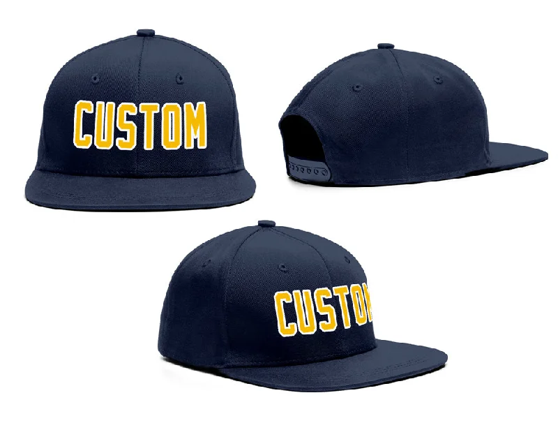 Baseball caps matching with jerseysCustom Navy Yellow-White Outdoor Sport Baseball Cap