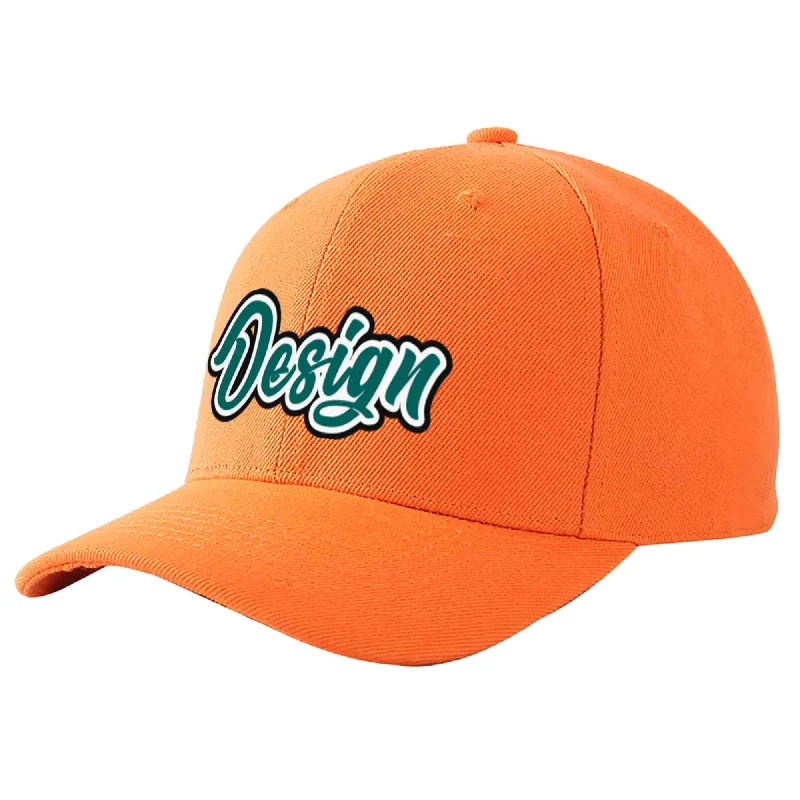 Second-hand baseball capsCustom Orange Aqua-White Curved Eaves Sport Design Baseball Cap