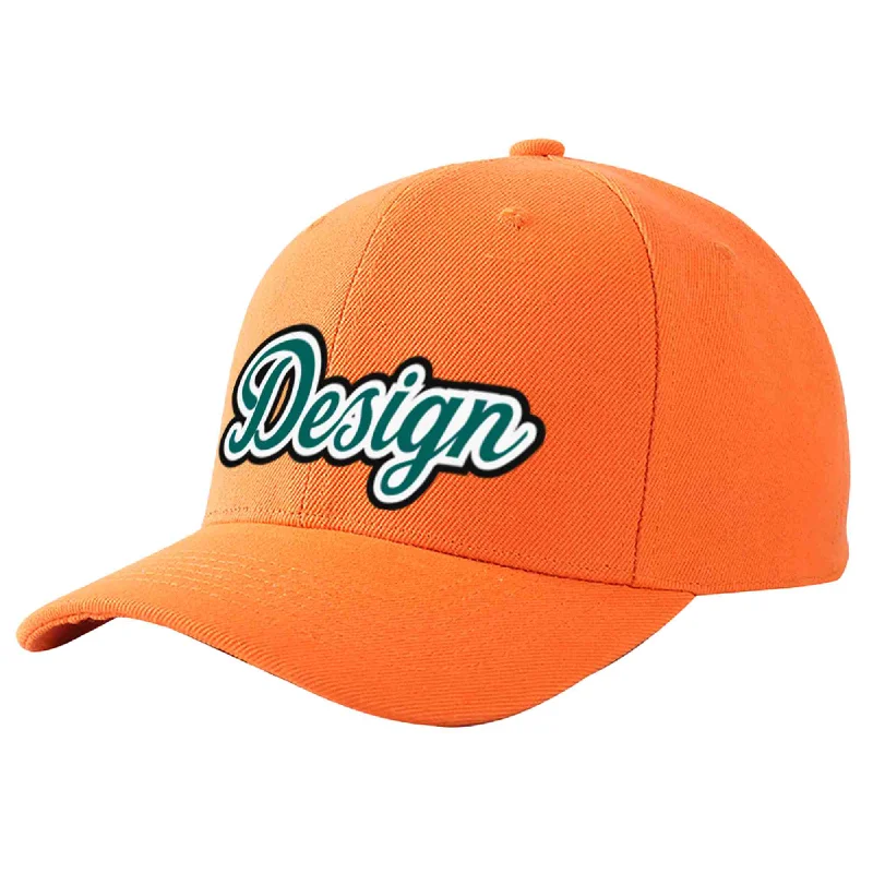 Baseball caps for womenCustom Orange Aqua-White Curved Eaves Sport Design Baseball Cap