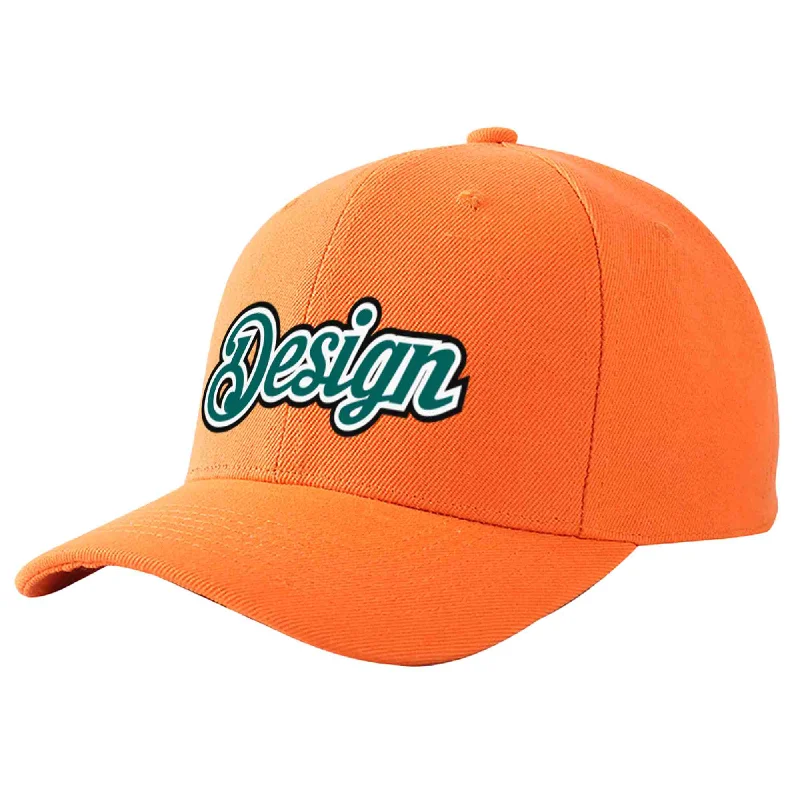 Baseball caps for sports fansCustom Orange Aqua-White Curved Eaves Sport Design Baseball Cap