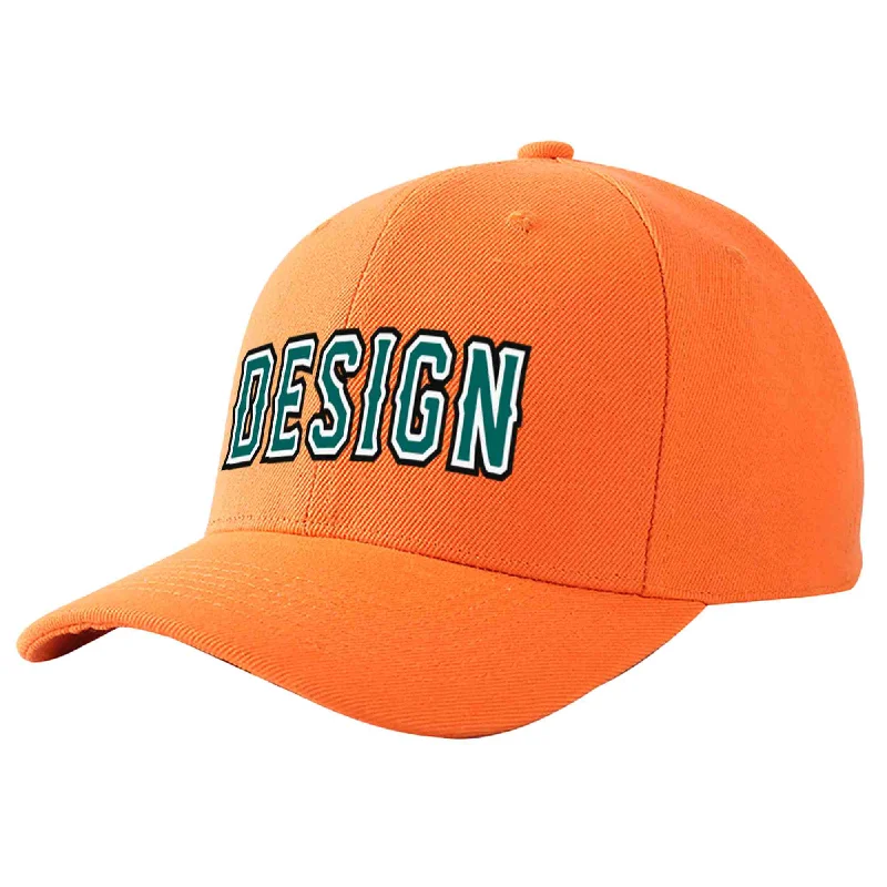 Baseball caps for specific teamsCustom Orange Aqua-White Curved Eaves Sport Design Baseball Cap