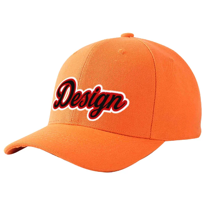 Baseball caps for kidsCustom Orange Black-Red Curved Eaves Sport Design Baseball Cap