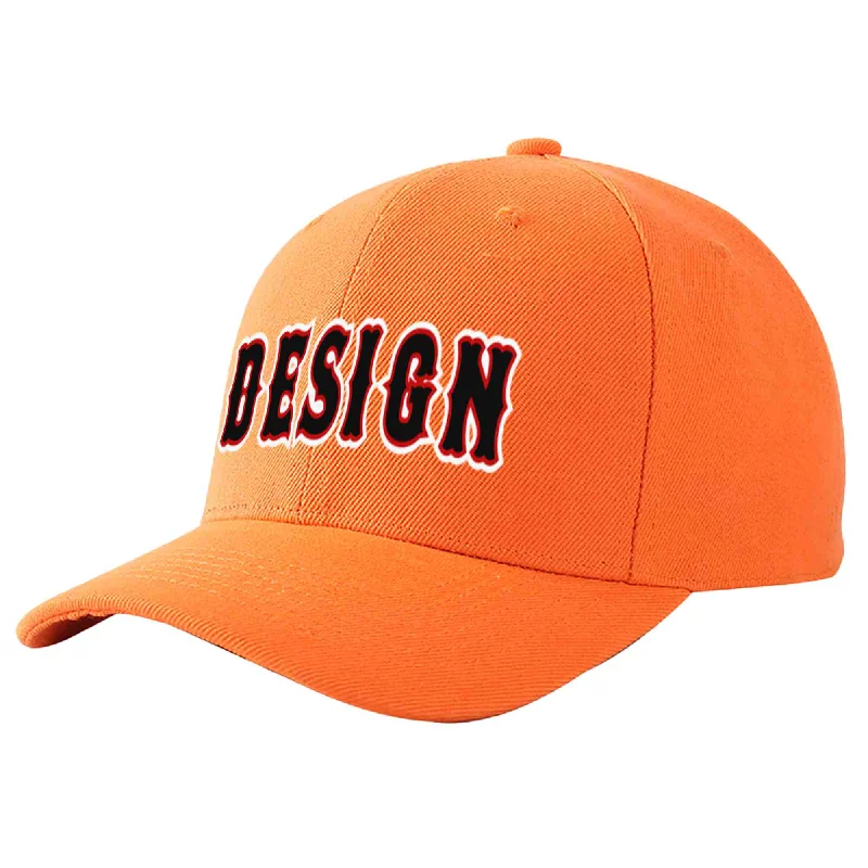 Baseball caps for sportsCustom Orange Black-Red Curved Eaves Sport Design Baseball Cap