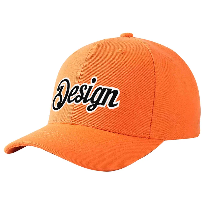 Baseball cap material comparisonCustom Orange Black-White Curved Eaves Sport Design Baseball Cap