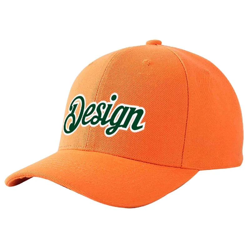 Baseball caps for summerCustom Orange Green-White Curved Eaves Sport Design Baseball Cap