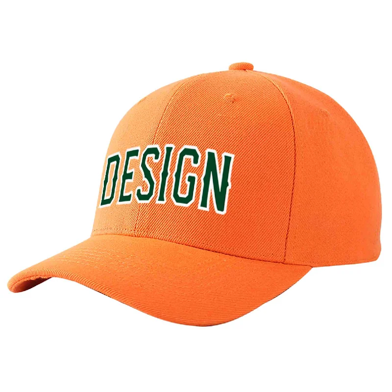 Baseball cap sales and promotionsCustom Orange Green-White Curved Eaves Sport Design Baseball Cap