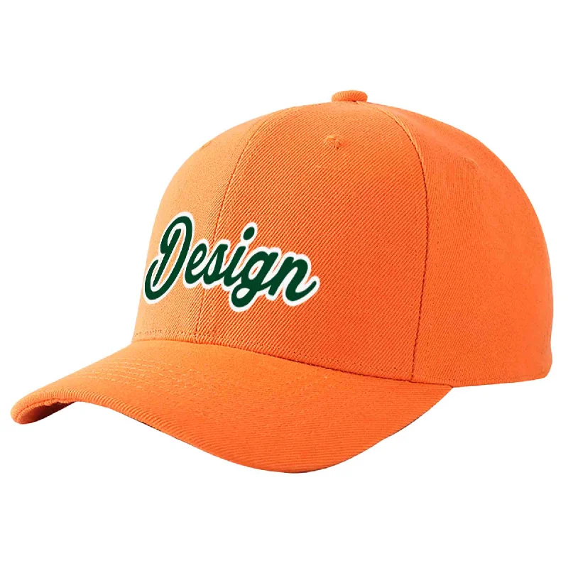 Baseball caps for different seasonsCustom Orange Green-White Curved Eaves Sport Design Baseball Cap