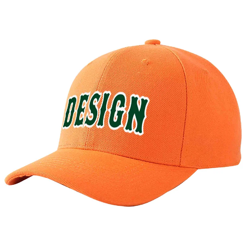 Baseball caps for adultsCustom Orange Green-White Curved Eaves Sport Design Baseball Cap