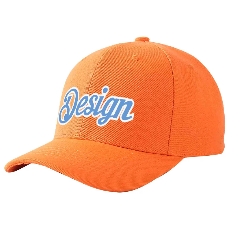 Baseball cap size guideCustom Orange Light Blue-White Curved Eaves Sport Design Baseball Cap