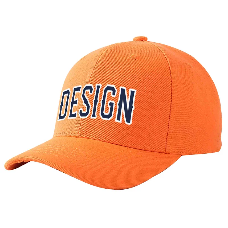 Baseball cap sets and bundlesCustom Orange Navy-White Curved Eaves Sport Design Baseball Cap