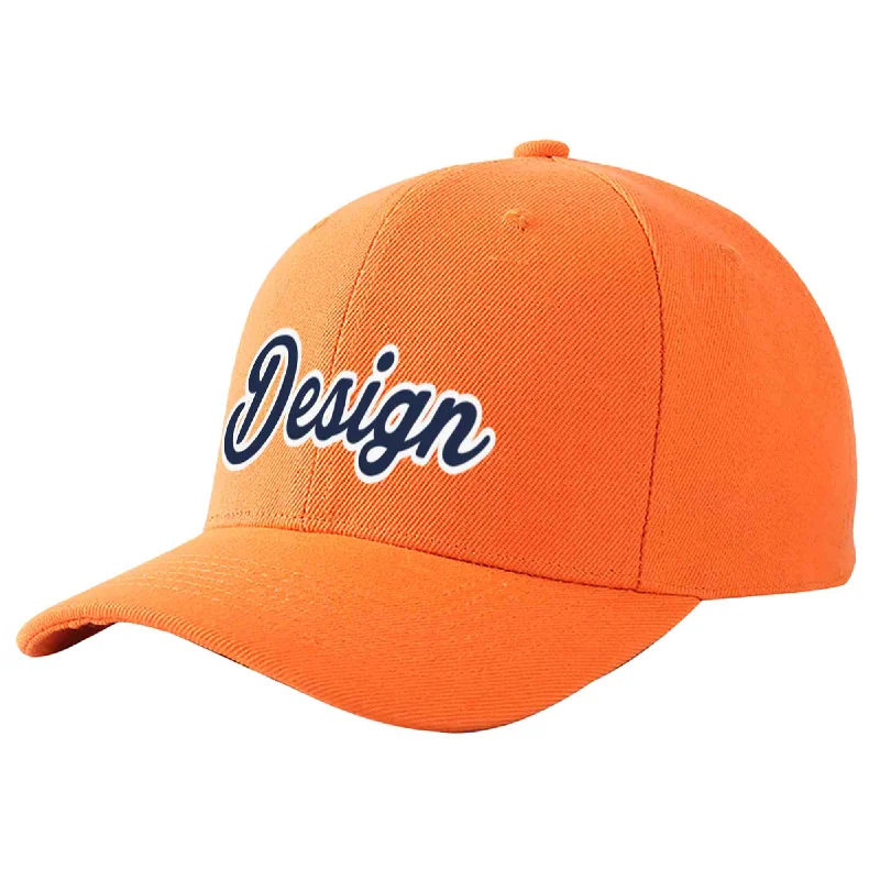 Baseball caps for different age groupsCustom Orange Navy-White Curved Eaves Sport Design Baseball Cap