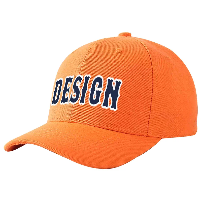 Baseball caps for outdoor activitiesCustom Orange Navy-White Curved Eaves Sport Design Baseball Cap