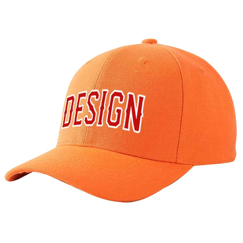 Classic baseball cap stylesCustom Orange Red-White Curved Eaves Sport Design Baseball Cap