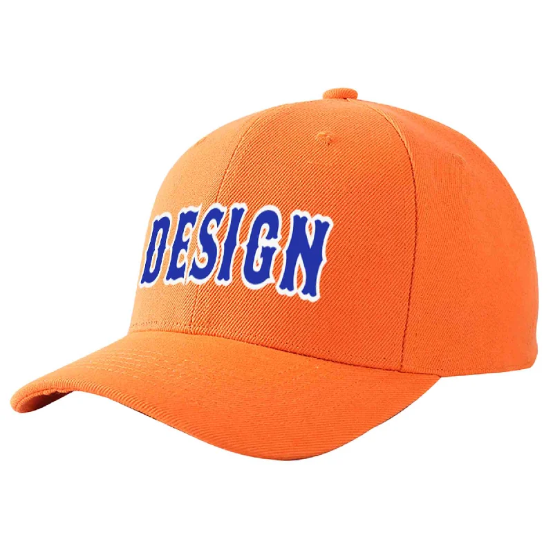 Baseball caps for teenagersCustom Orange Royal-White Curved Eaves Sport Design Baseball Cap