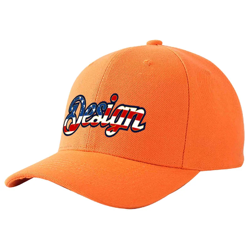 Baseball cap maintenance toolsCustom Orange Vintage USA Flag-Gold Curved Eaves Sport Design Baseball Cap