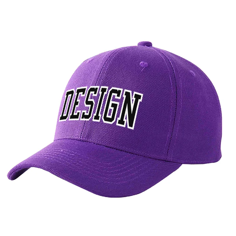 Baseball cap sales and promotionsCustom Purple Black-White Curved Eaves Sport Design Baseball Cap