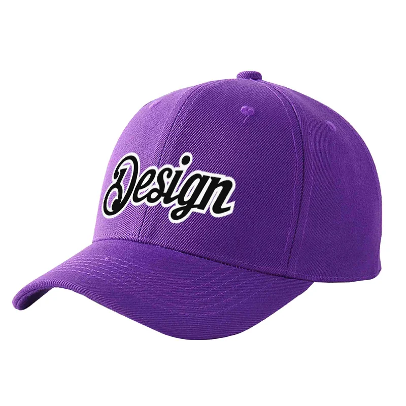 Baseball caps for different head shapesCustom Purple Black-White Curved Eaves Sport Design Baseball Cap