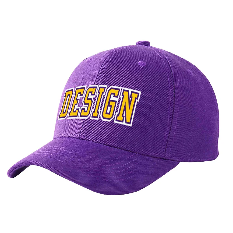 Baseball caps for different age groupsCustom Purple Gold-Purple Curved Eaves Sport Design Baseball Cap