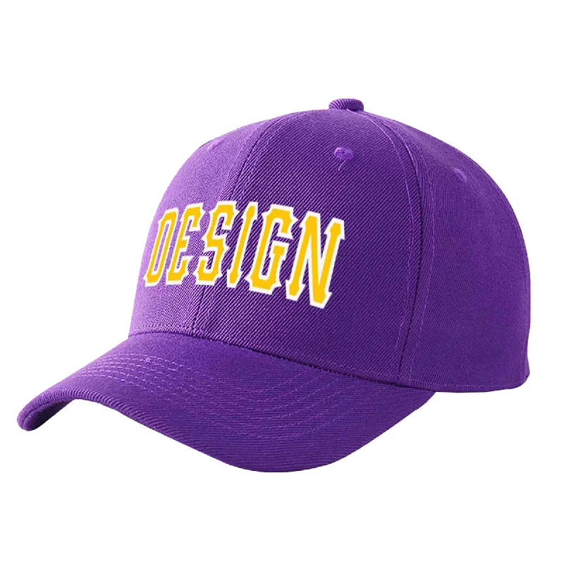 How to choose the right baseball cap styleCustom Purple Gold-White Curved Eaves Sport Design Baseball Cap