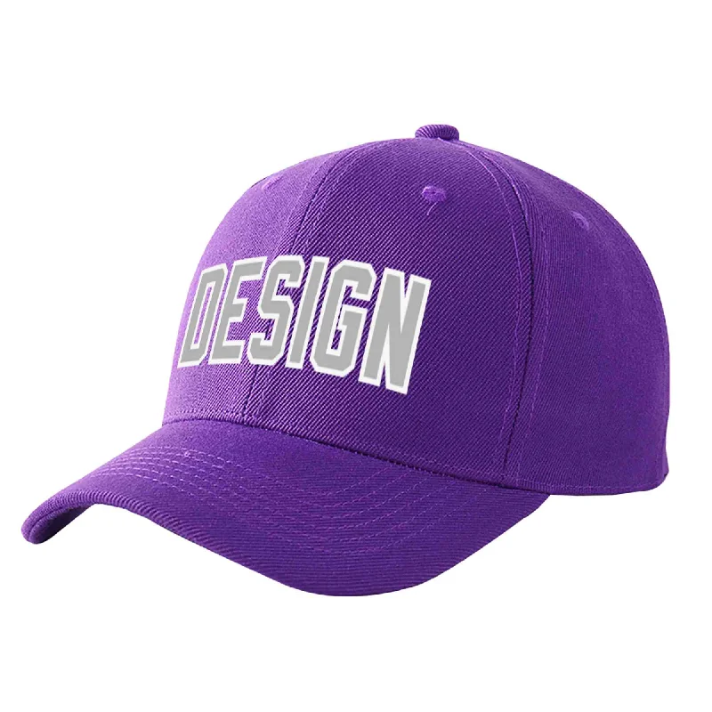 Best materials for baseball capsCustom Purple Gray-White Curved Eaves Sport Design Baseball Cap