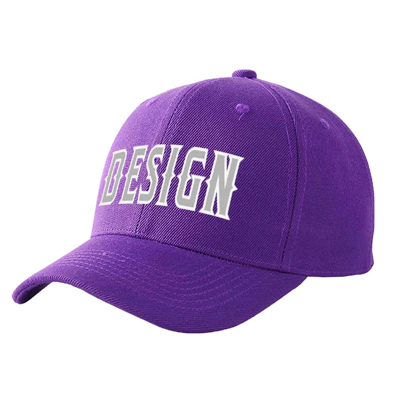 Baseball caps for winterCustom Purple Gray-White Curved Eaves Sport Design Baseball Cap