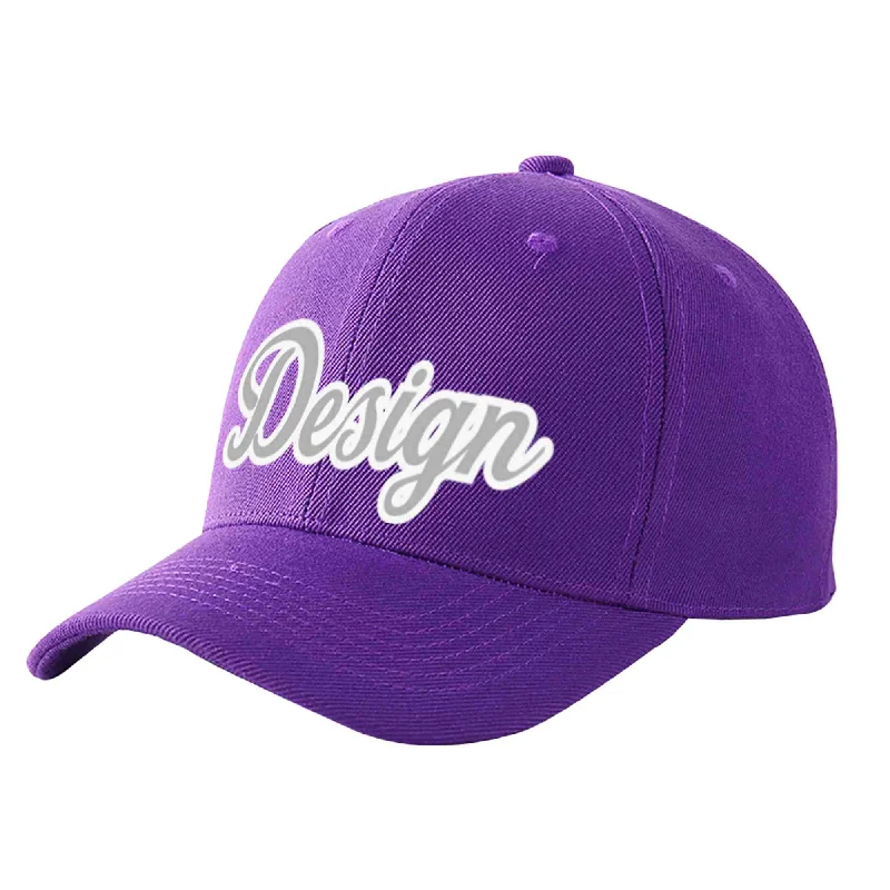 Best baseball cap brandsCustom Purple Gray-White Curved Eaves Sport Design Baseball Cap