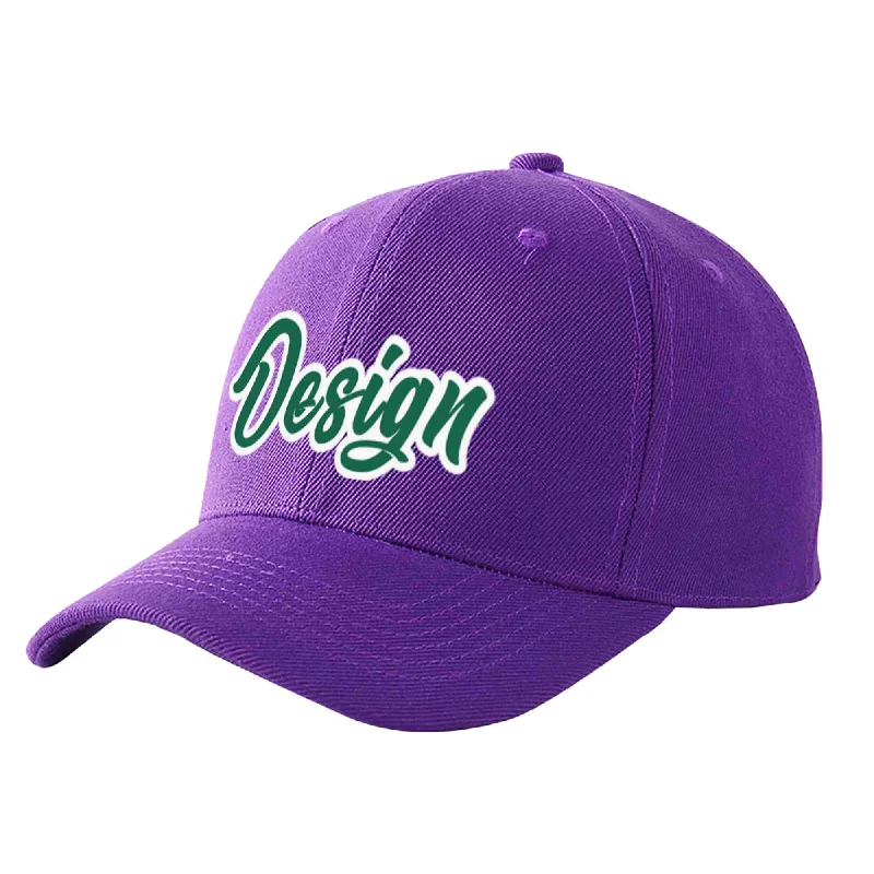 Baseball caps for summerCustom Purple Kelly Green-White Curved Eaves Sport Design Baseball Cap