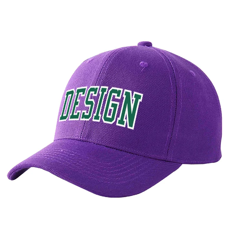 Classic baseball cap stylesCustom Purple Kelly Green-White Curved Eaves Sport Design Baseball Cap