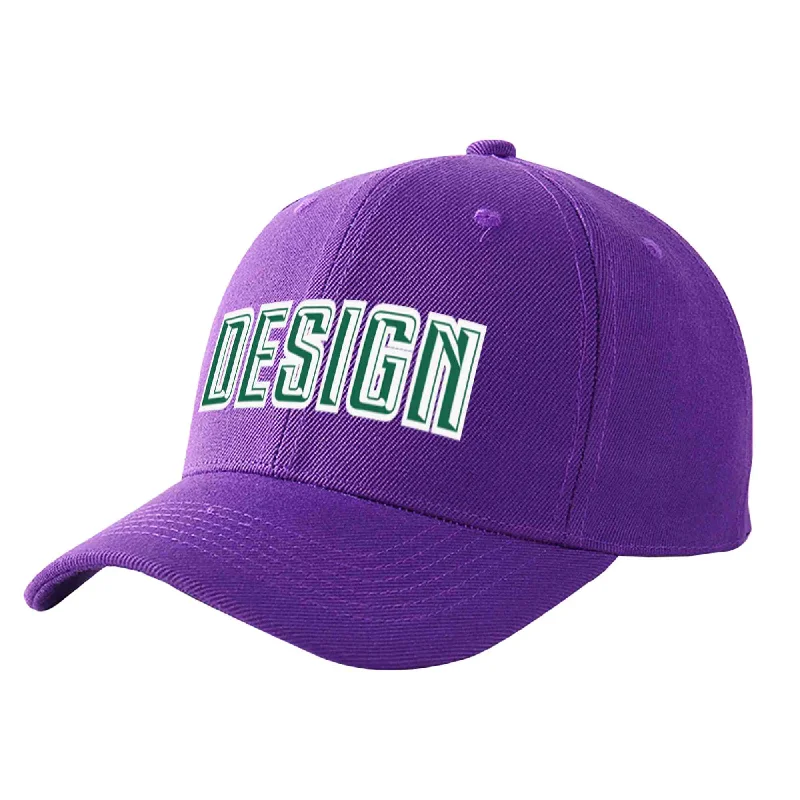 Limited edition baseball capsCustom Purple Kelly Green-White Curved Eaves Sport Design Baseball Cap