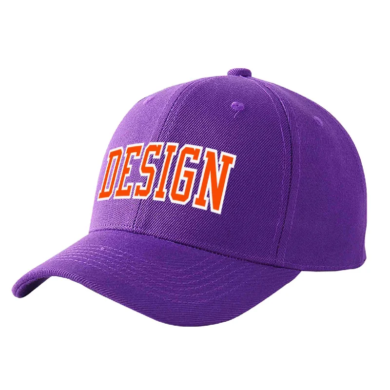 Second-hand baseball capsCustom Purple Orange-White Curved Eaves Sport Design Baseball Cap